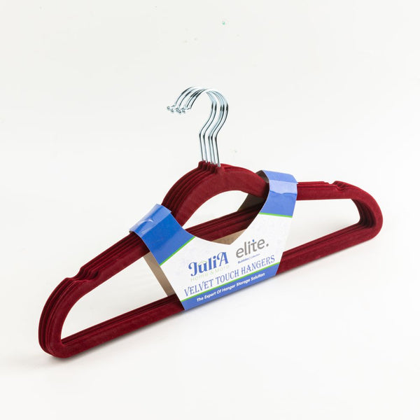 VELVET HANGER SET OF 5-PIECE- RED