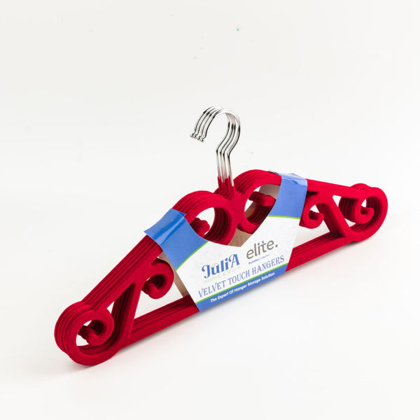 VELVET HANGER SET OF 5-PIECE-RED