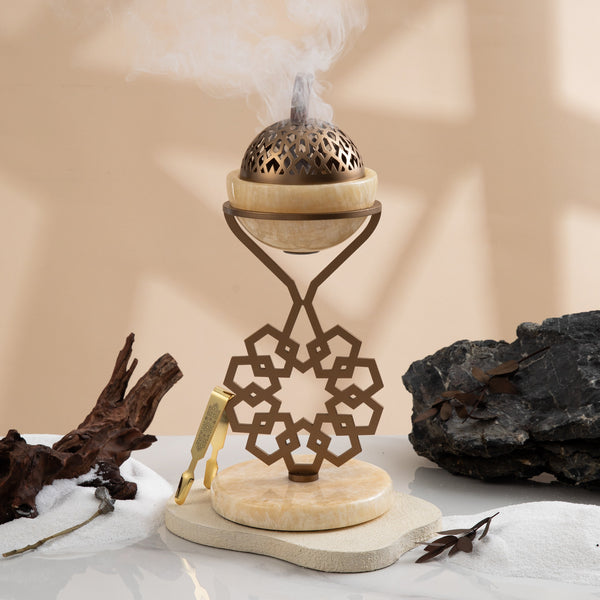 Luxury Oud Burner  From Athar - Beige + Gold