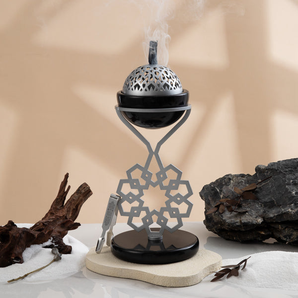 Luxury Oud Burner From  Athar - Black + Silver