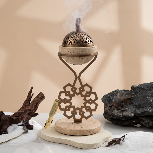 Luxury Oud Burner From Athar -  Beige + Gold