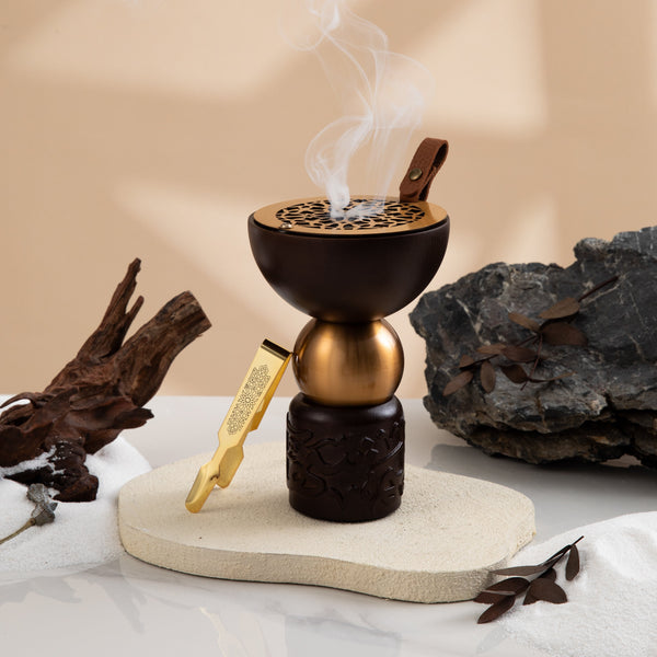 Luxury  Oud Burner From Athar - Black + Gold