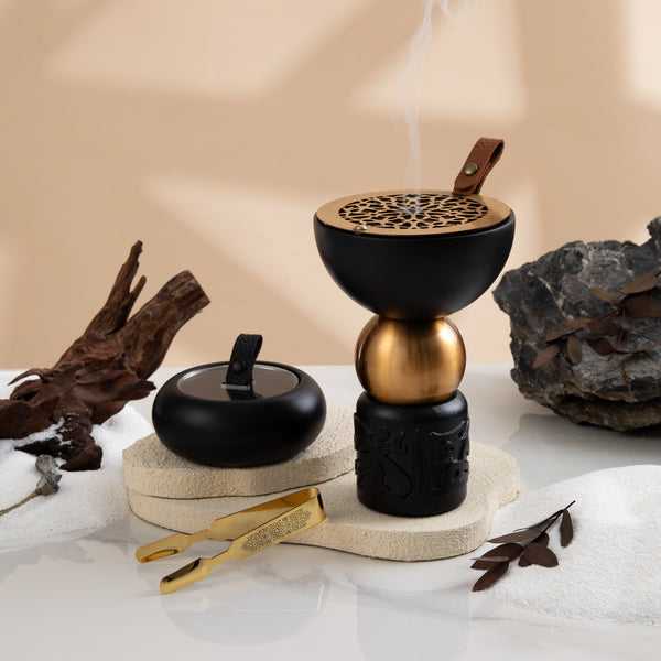 Luxury Oud Burner From Athar - Black  + Gold