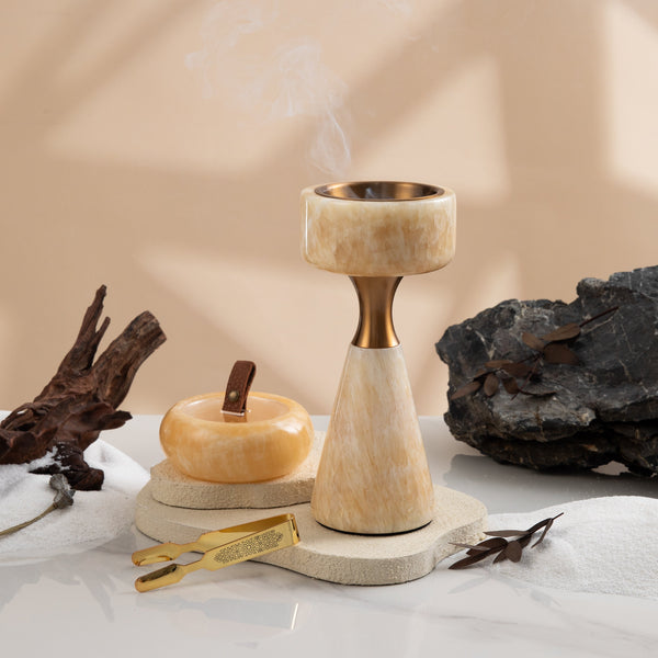 Luxury Oud Burner From Athar - -Yellow + Gold