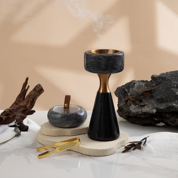 Luxury Oud Burner From Athar - Gray + Gold